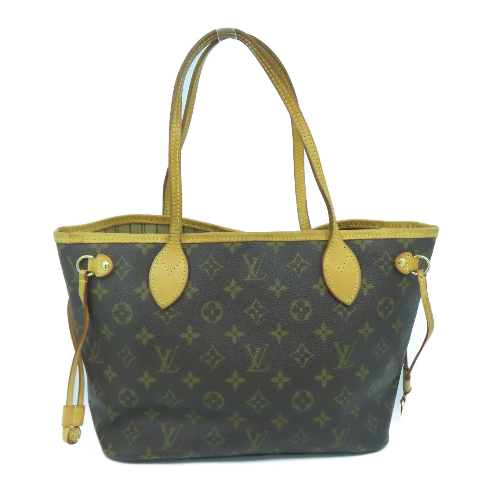 LOUIS VUITTON Monogram Neverfull PM金扣手挽袋啡色