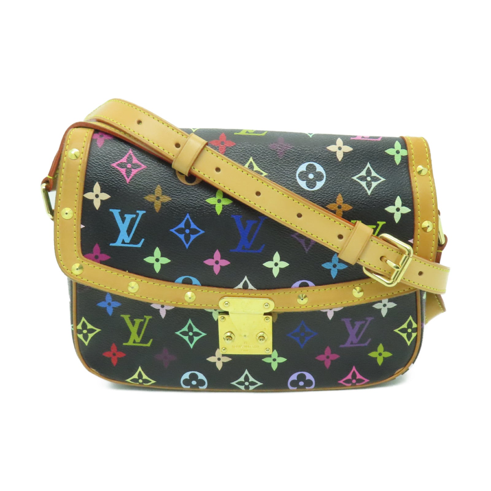 LOUIS VUITTON Monogram Multicolore Sologne金扣肩背袋黒色/彩色