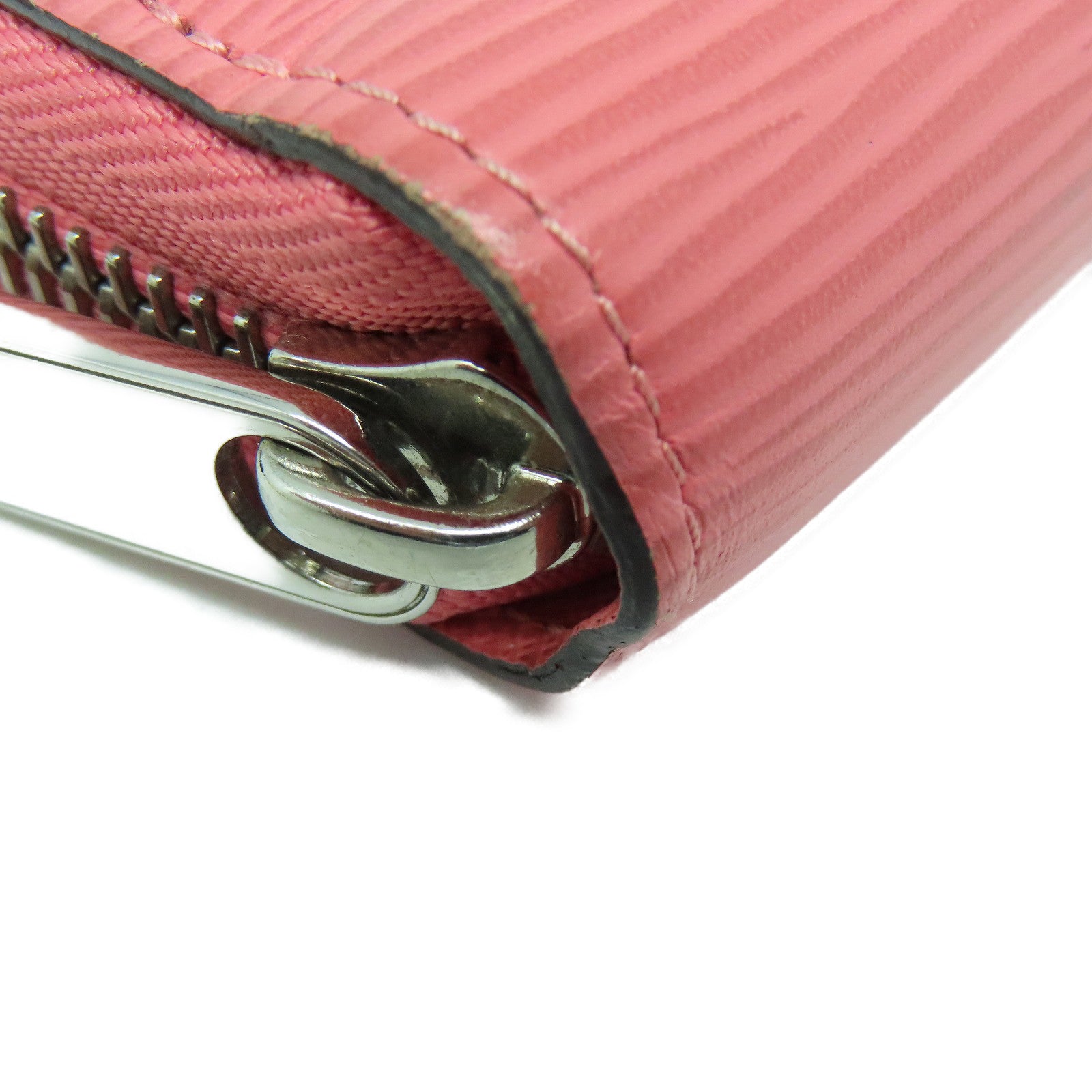 LOUIS VUITTON Epi Zipper Wallet Silver Buckle Long Wallet Pink