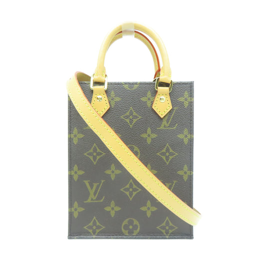 LOUIS VUITTON Monogram Petit Sac Plat金扣手挽肩背兩用袋啡色