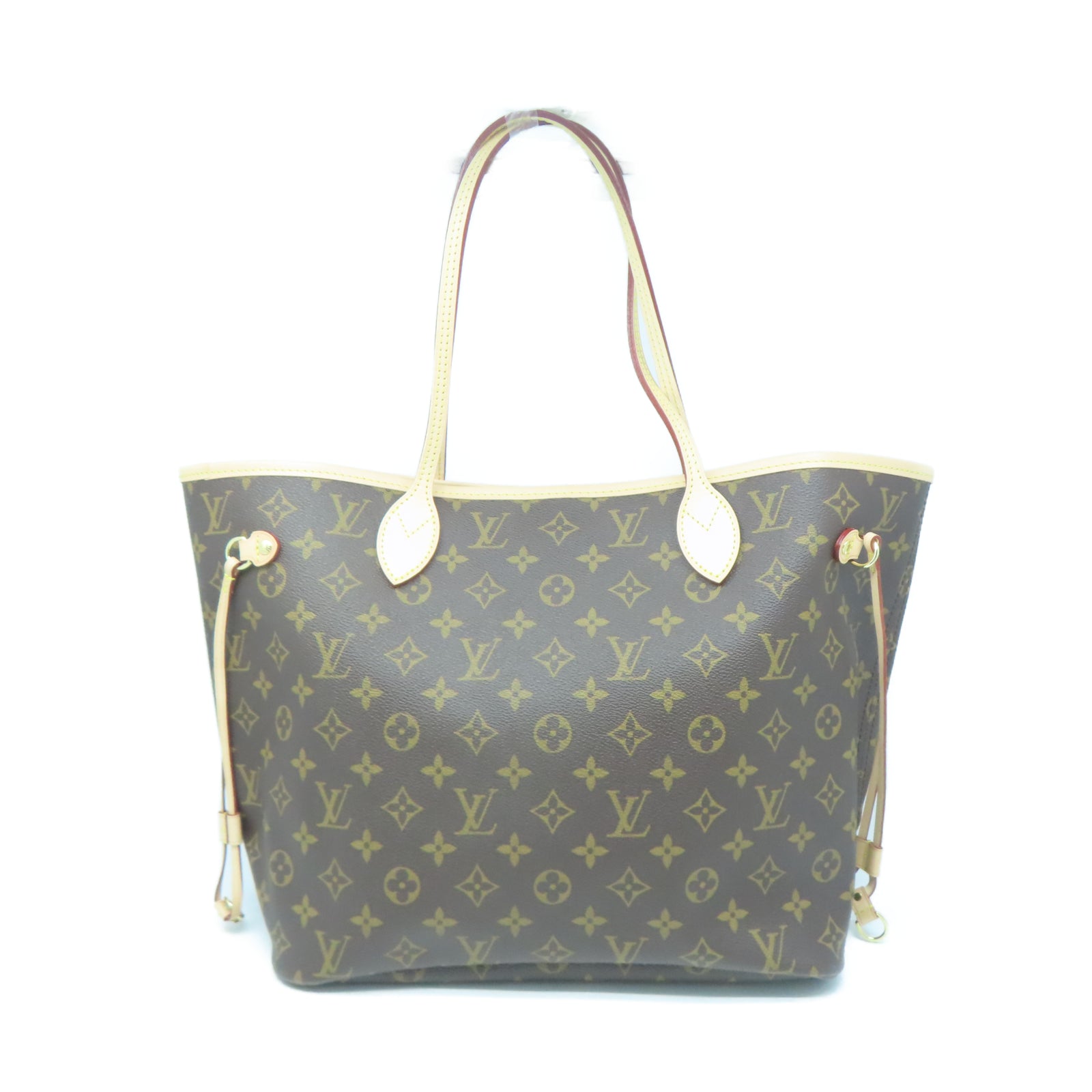 LOUIS VUITTON Monogram Neverfull MM金扣手挽袋棕色