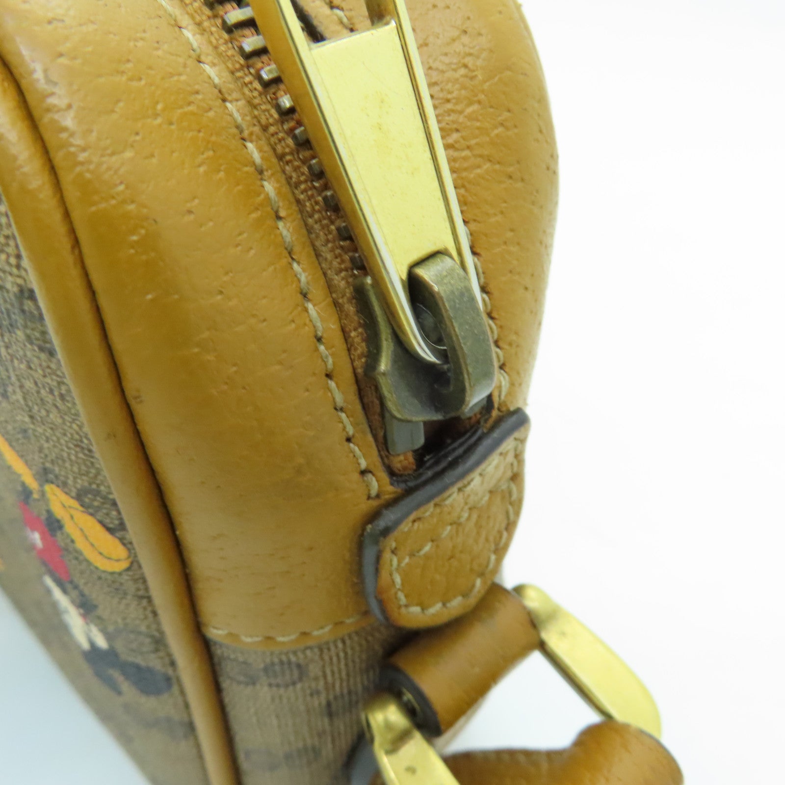 GUCCI Coated Canvas Gucci x Disney Gold Buckle Shoulder Bag Brown