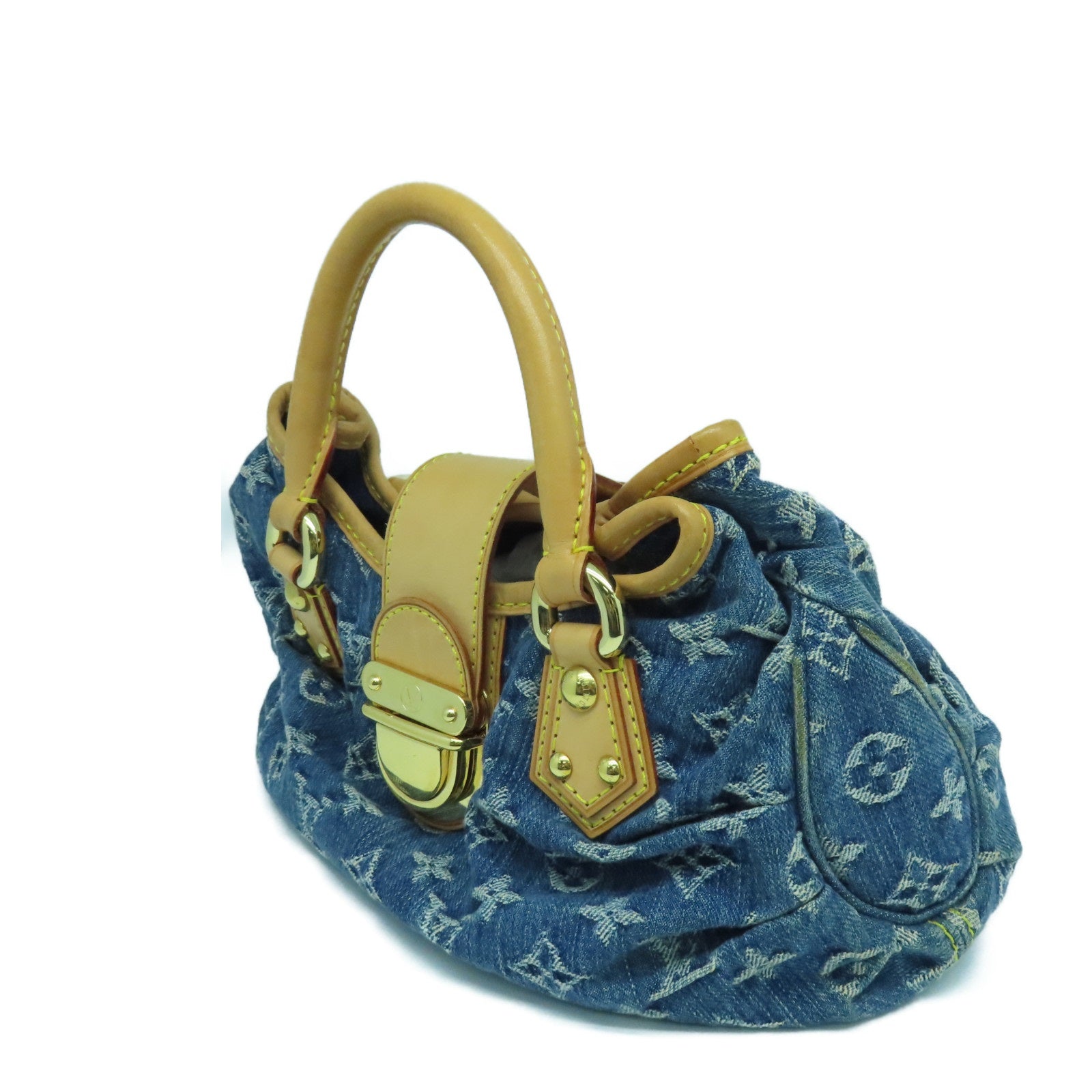 LOUIS VUITTON Monogram Denim Pleaty Gold Buckle Hand Bag Blue – Brand Off  Hong Kong Online Store