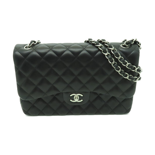 CHANEL 菱格羊皮皮革Classic Flap 30銀扣鏈帶肩背袋黒色