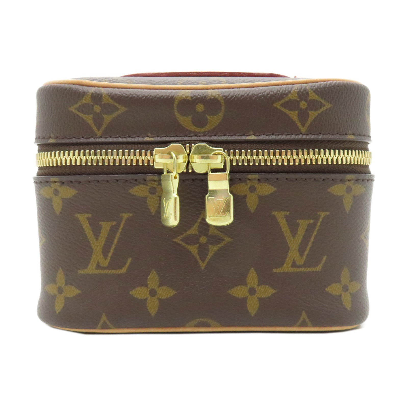 LOUIS VUITTON Monogram Nice Nano Toiletry Pouch金扣化妝袋啡色