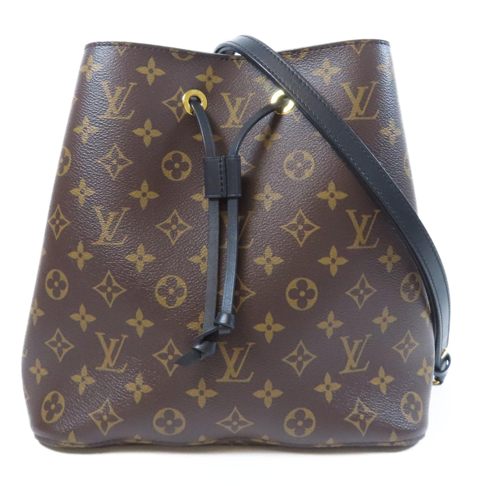 LOUIS VUITTON Monogram Neo Noe MM金扣肩背袋啡色/黑色