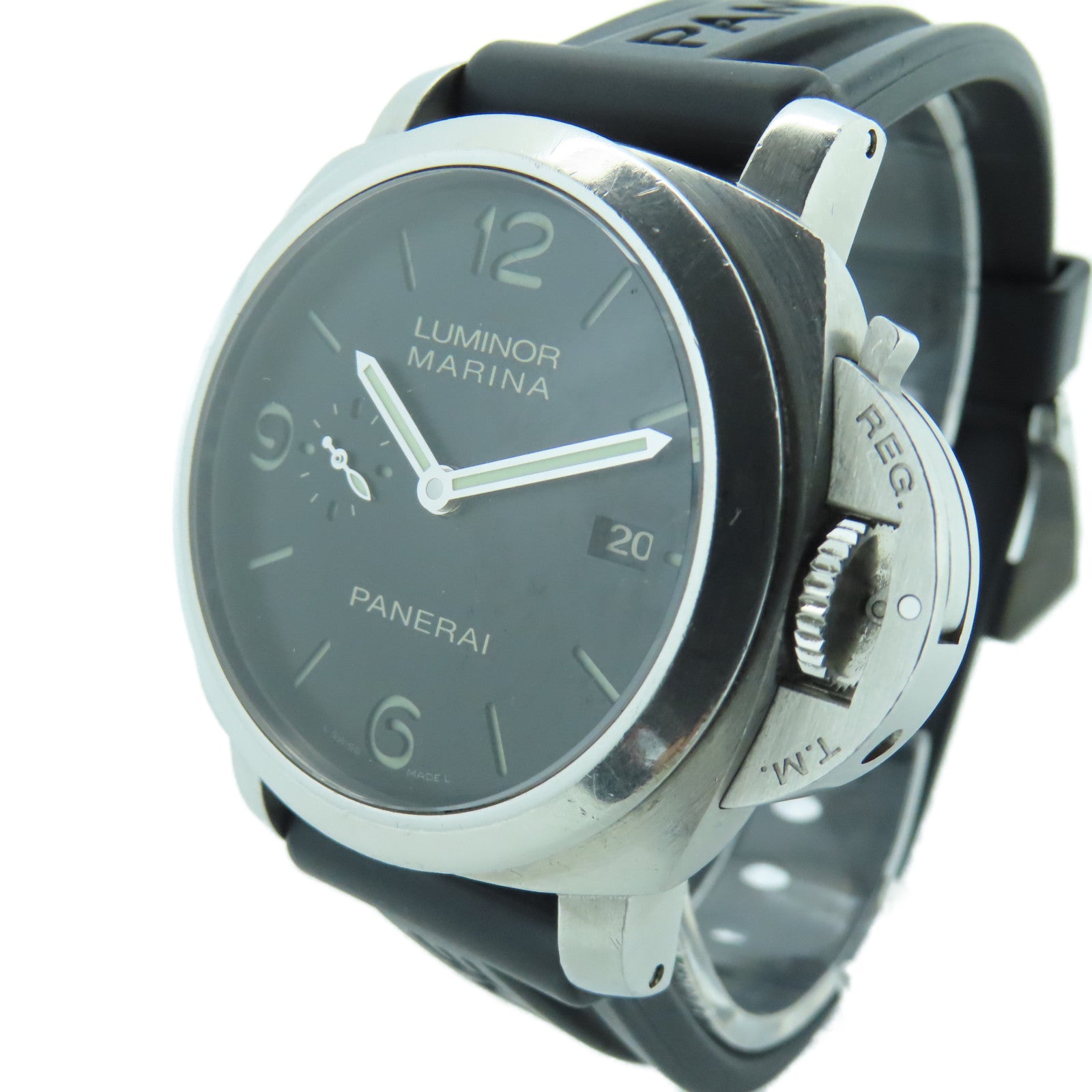 PANERAI Luminor 44mm Stainless Steel Rubber Band Watch Automatic