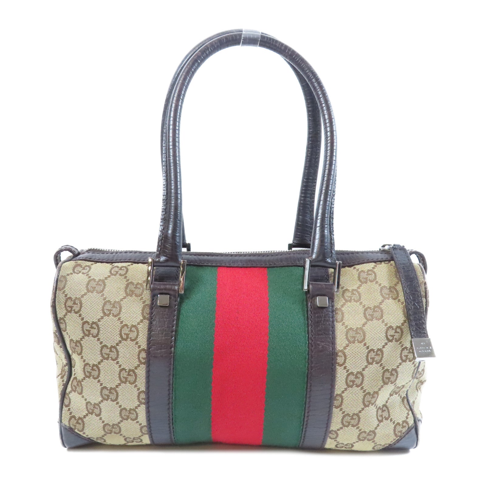 GUCCI 帆布Boston Bag銀扣肩背袋啡色– Brand Off Hong Kong Online Store