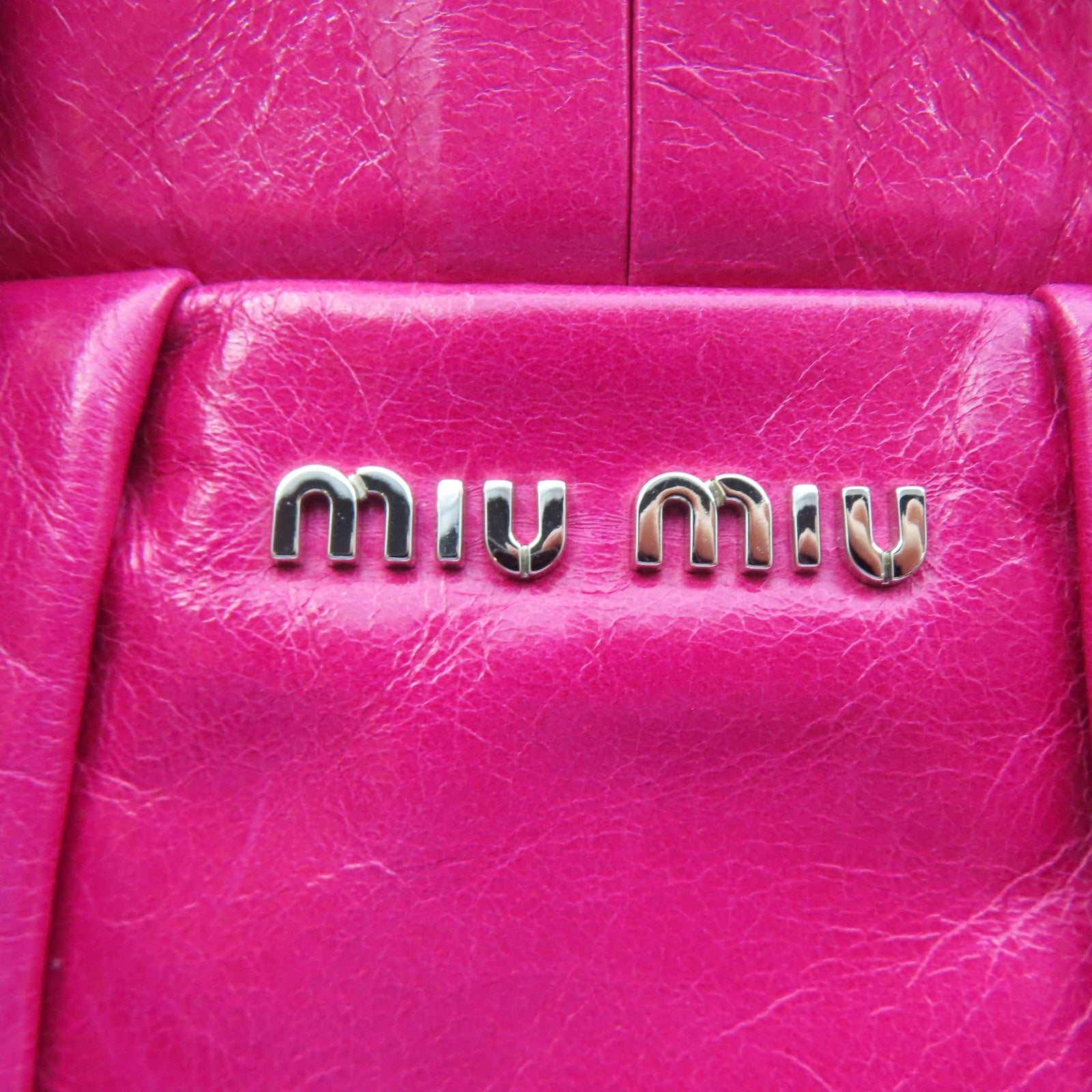Miu Miu cowhide leather 2 Way Shoulder silver buckle handle shoulder bag  pink