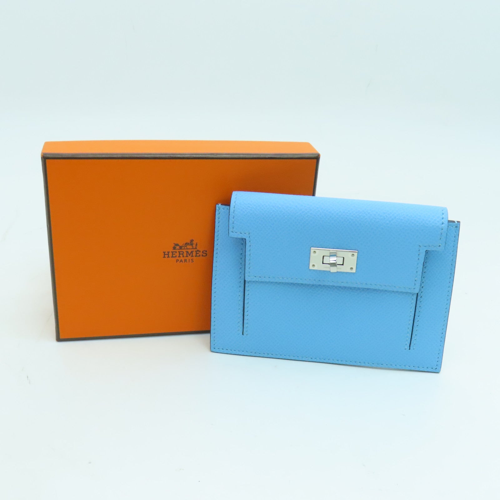 Hermes Celeste Epsom Leather Kelly Pocket Compact Wallet Hermes