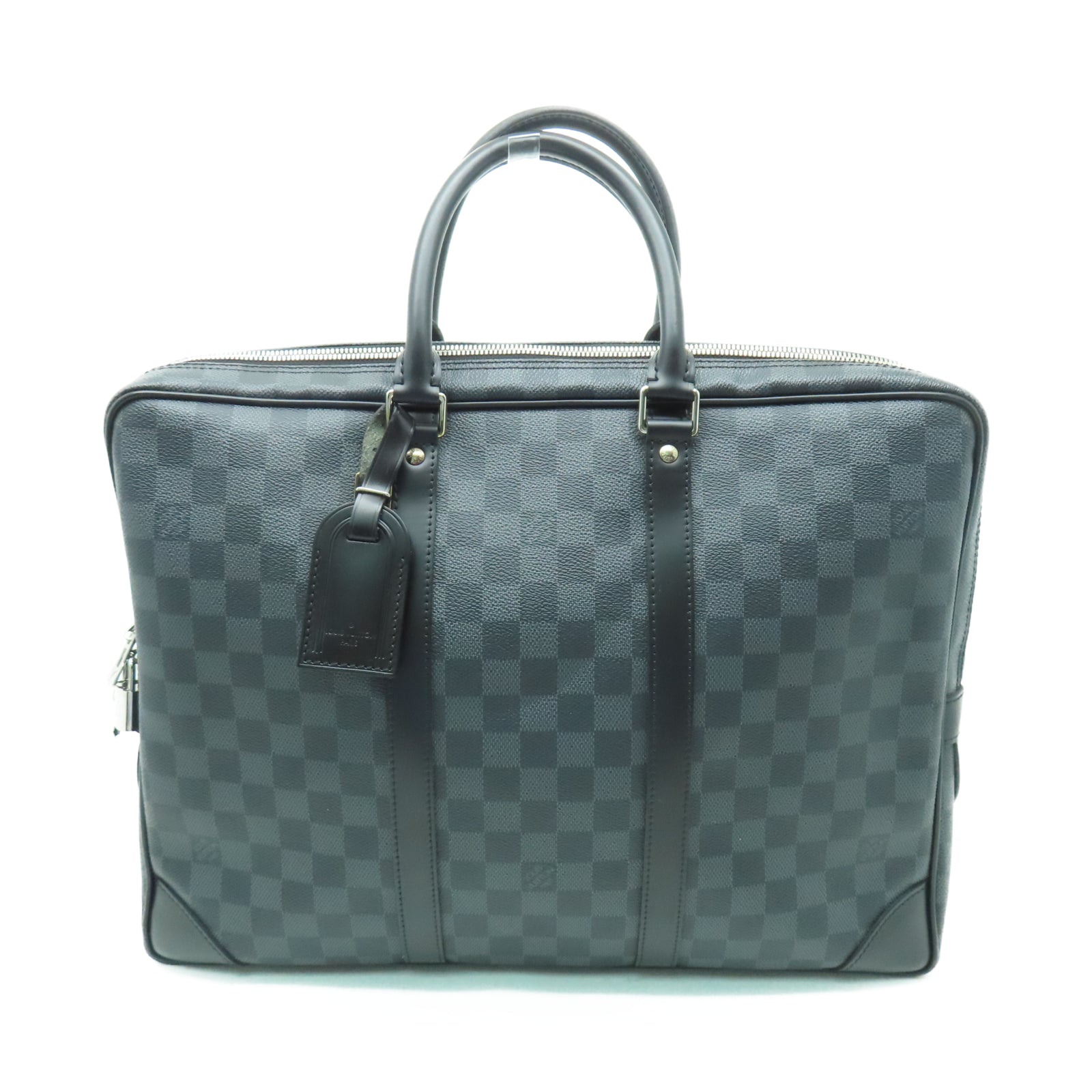 LOUIS VUITTON Damier Graphite Porte-Documents Voya銀扣公事包黑色