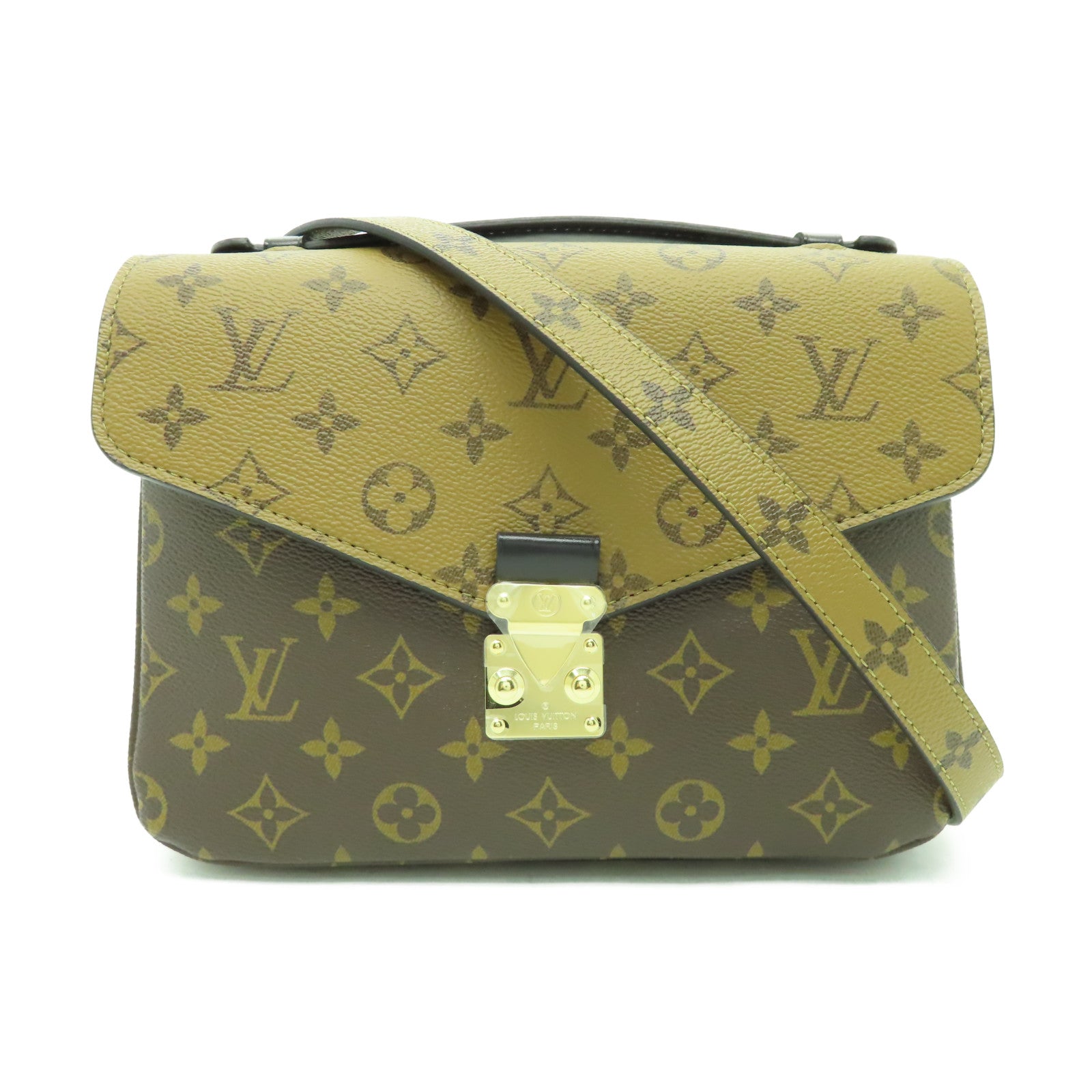 LOUIS VUITTON Monogram Reverse Pochette Metis金扣手挽肩背兩用袋啡色