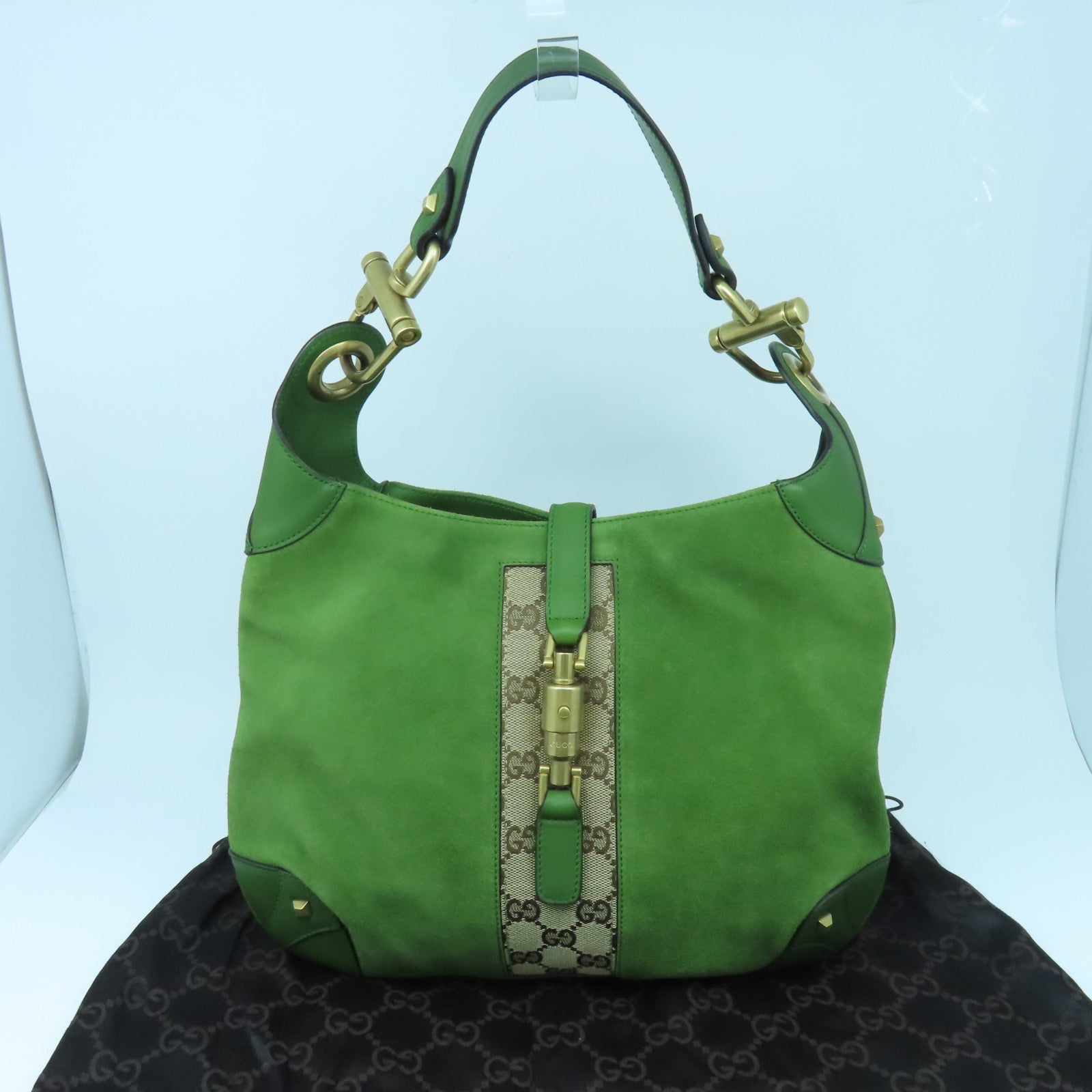 Gucci green sales suede handbag