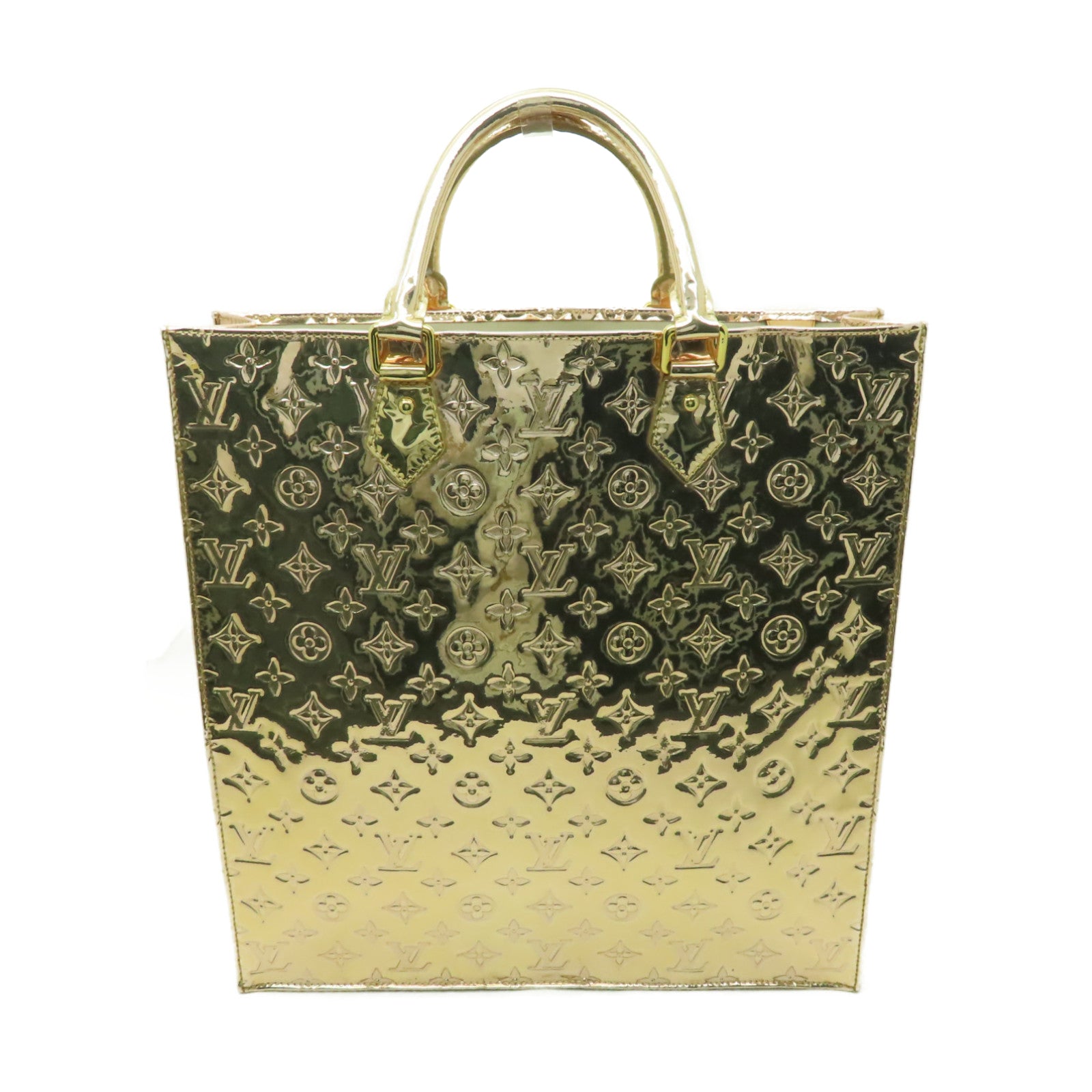 LOUIS VUITTON Monogram Miroir Sac Plat Gold金扣手挽袋金色