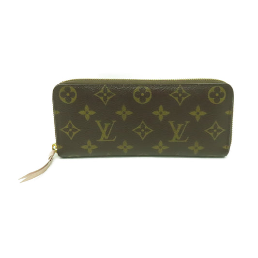 LOUIS VUITTON Monogram Clemence Wallet金扣長錢包啡色/粉紅色