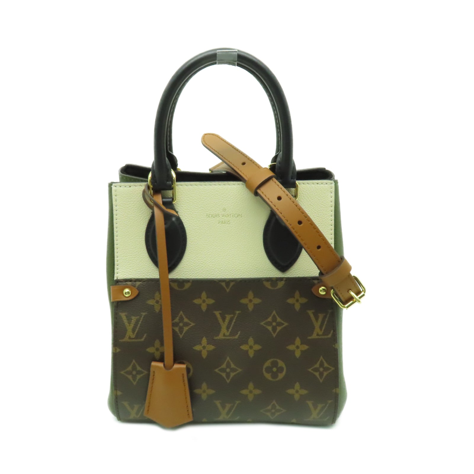 LOUIS VUITTON Monogram Fold Tote Bag金扣手挽肩背兩用袋棕色