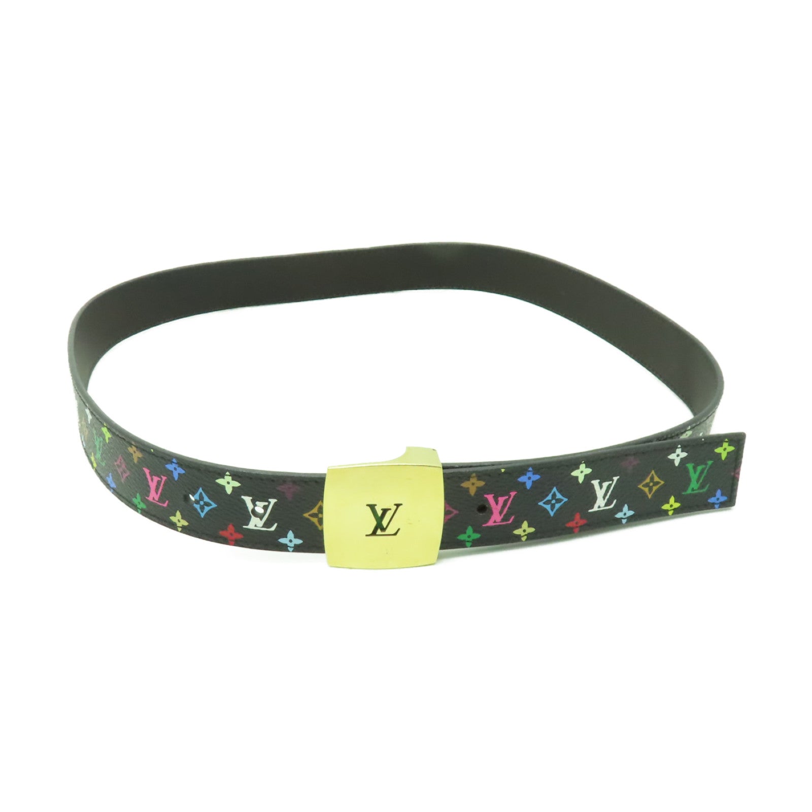 LOUIS VUITTON Monogram Multicolore Belt (90cm)金扣皮帶黑色/彩色