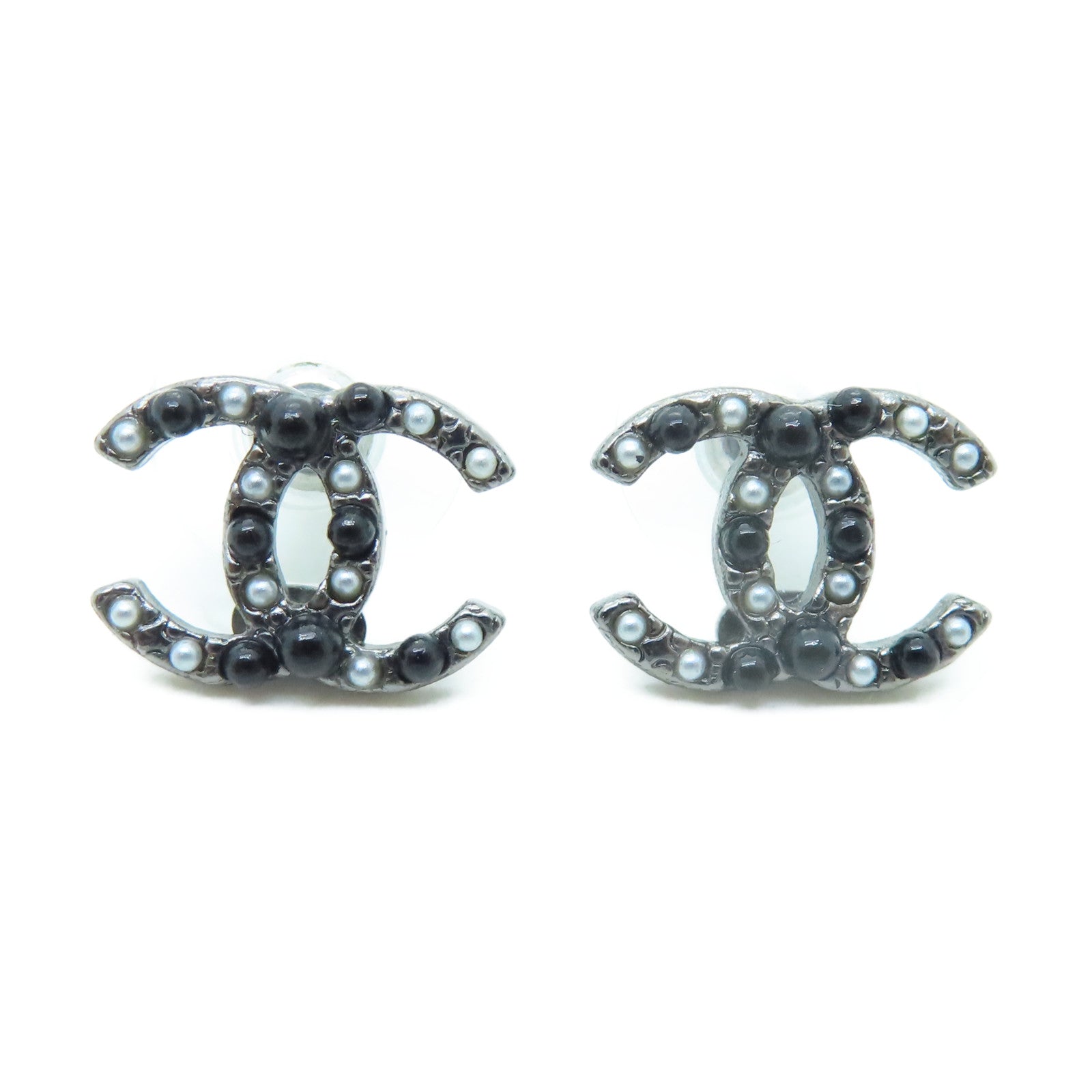 CHANEL 金屬Earrings耳環銀色/黑色