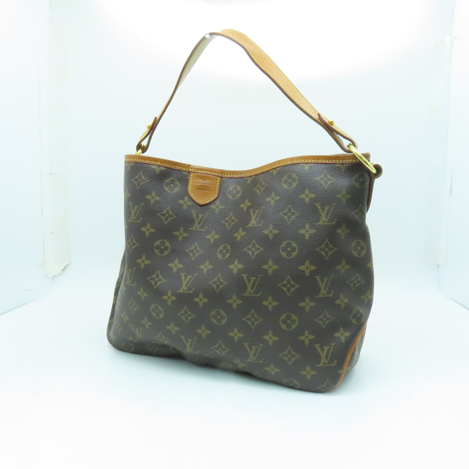 LOUIS VUITTON Monogram Delightful PM Gold Buckle Shoulder Bag Brown