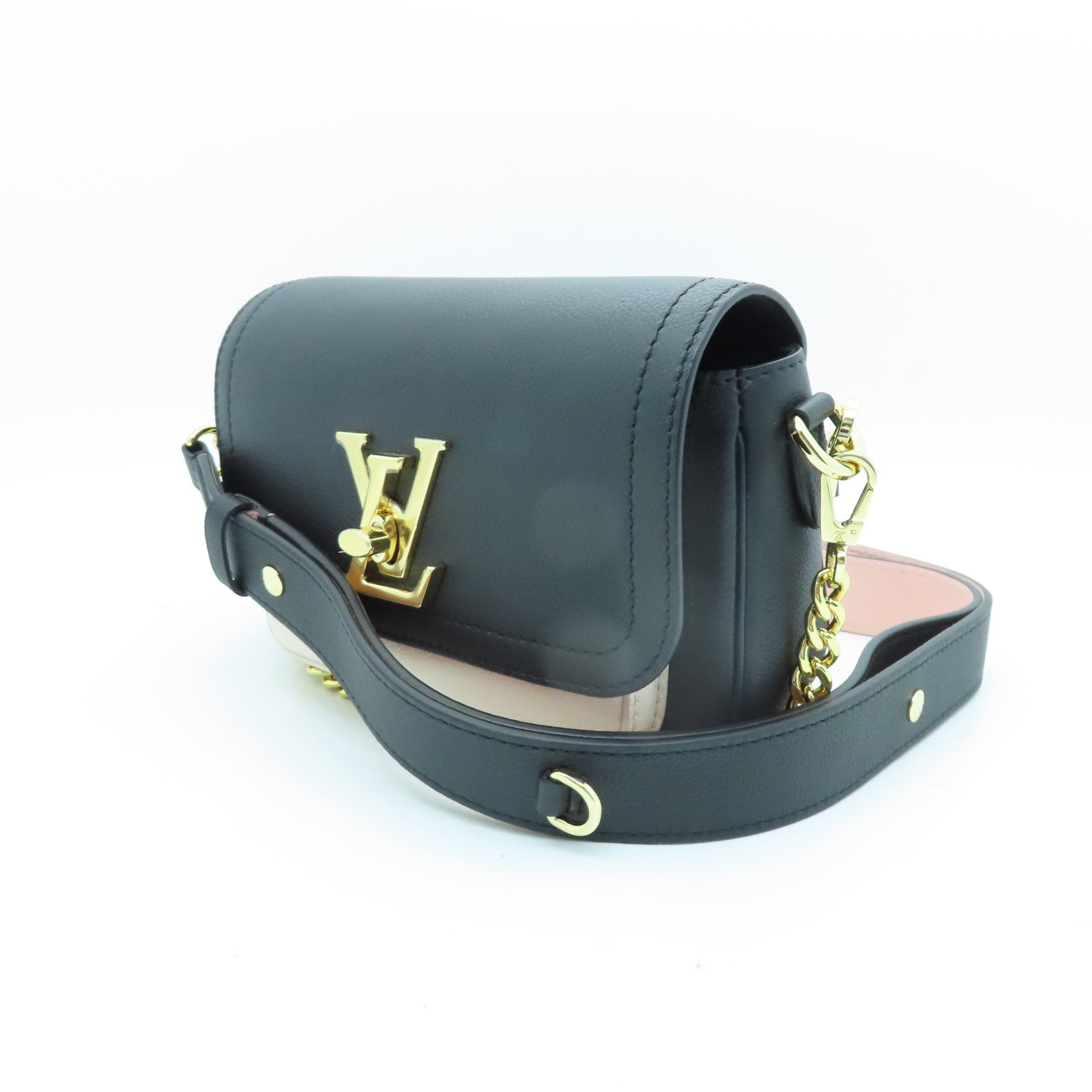 LOUIS VUITTON Lockme Tender Chain Shoulder Bag Leather Noir M58557