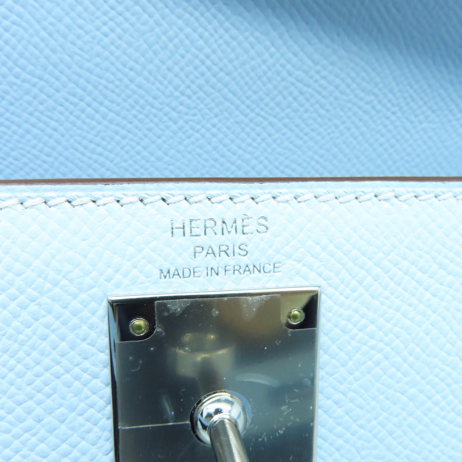 HERMES Epsom Leather Kelly 28 Silver Buckle Hand Bag Blue Brume Light –  Brand Off Hong Kong Online Store