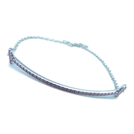 TIFFANY＆CO 18K白金T Smile Pink Sapphire Bracelet 手鐲