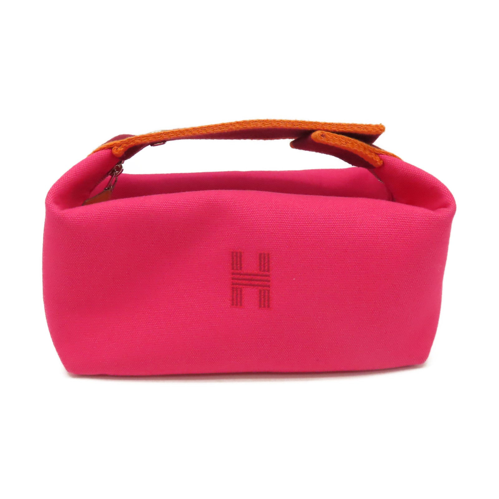 HERMES 帆布Bride-A-Brac Hand Bag銀扣手挽袋粉紅色