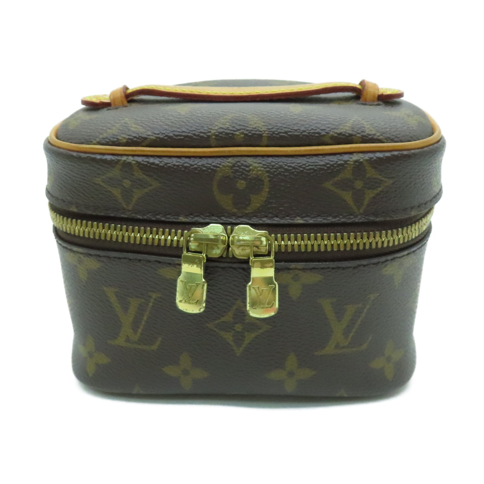 LOUIS VUITTON Monogram Nice Nano金扣化妝袋啡色