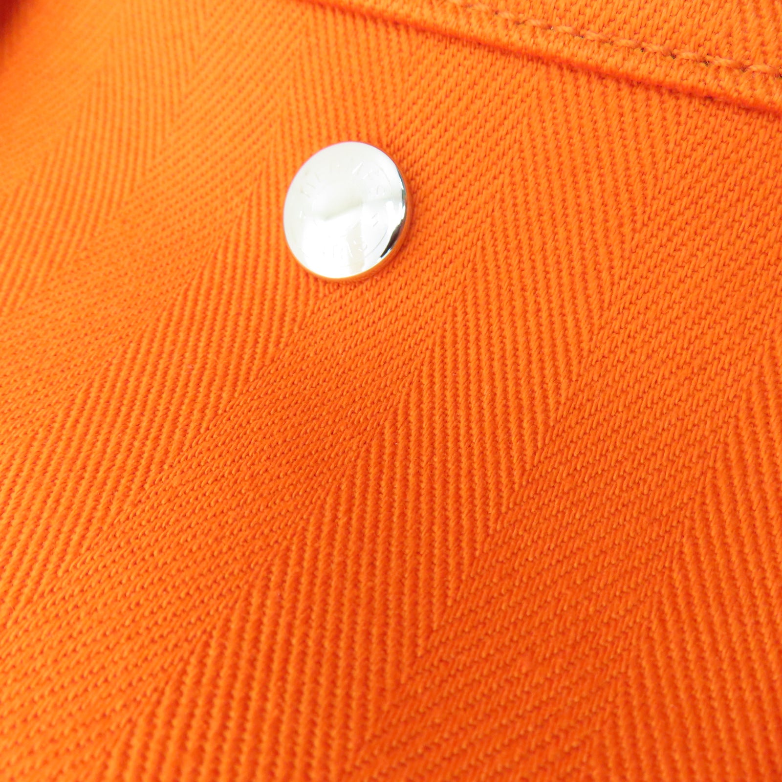 HERMES Canvas Valparaiso GM Silver Button Handle Bag Orange