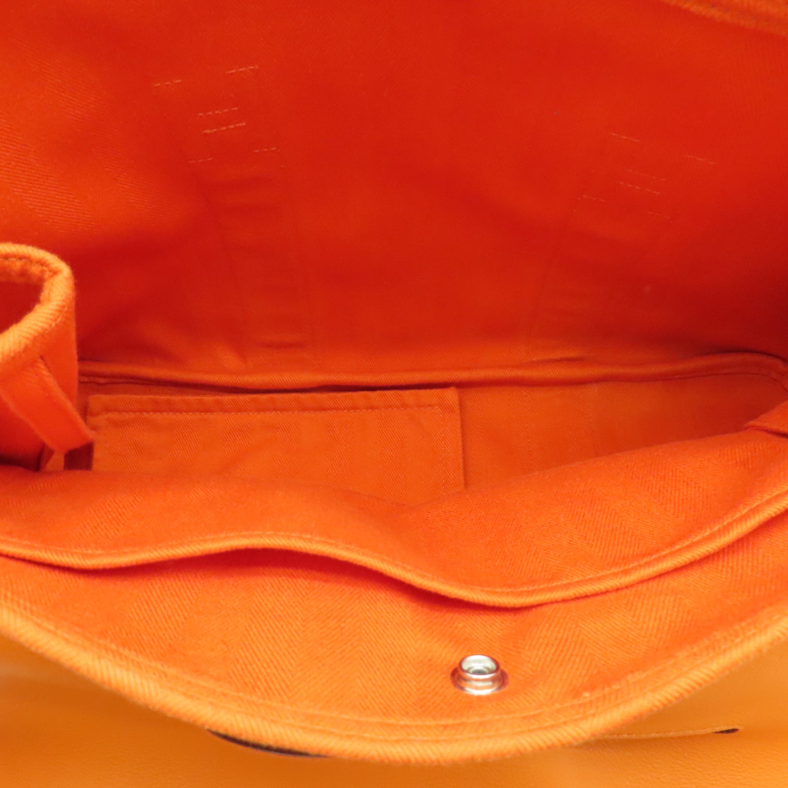 HERMES Canvas Valparaiso GM Silver Button Handle Bag Orange