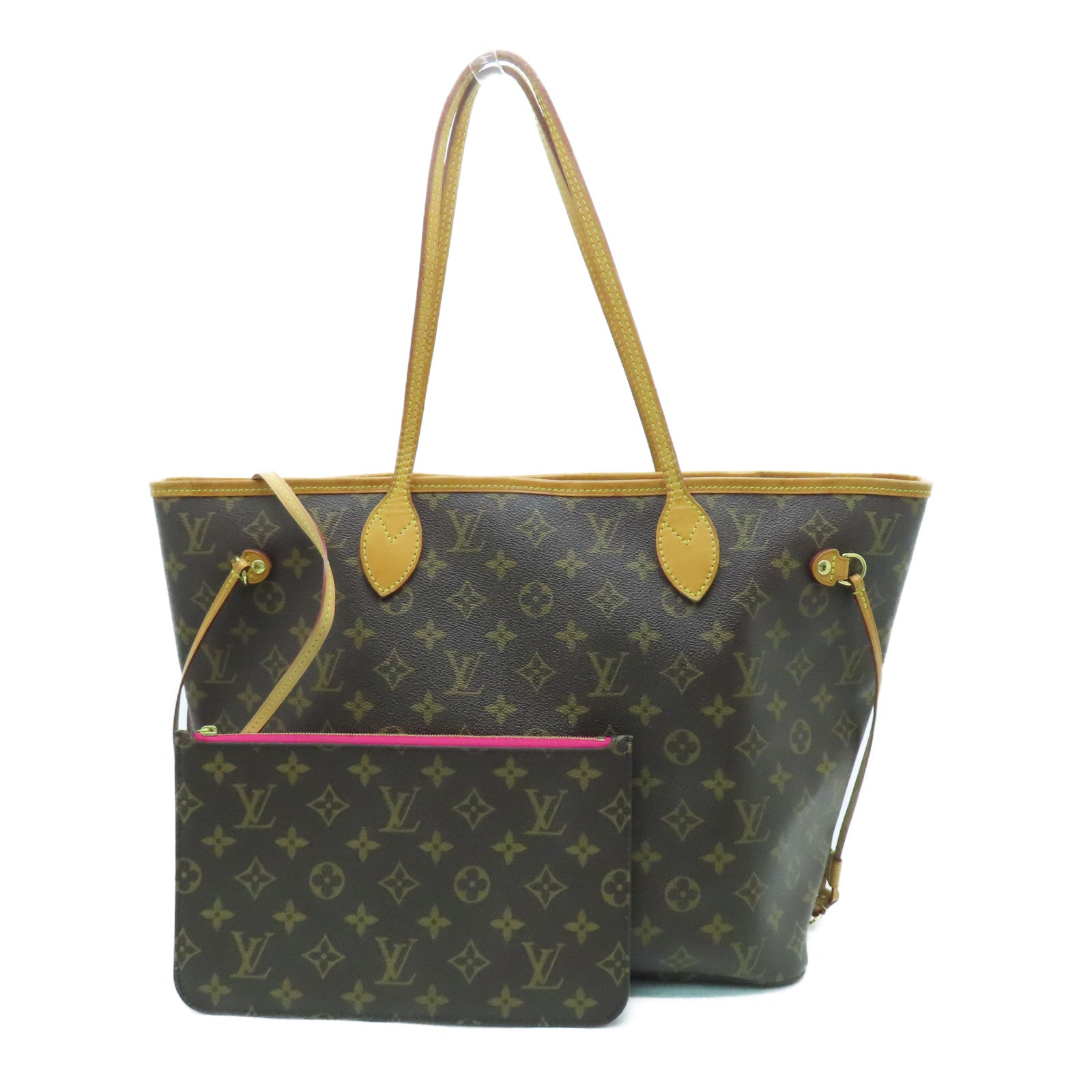 LOUIS VUITTON Monogram NeveFull MM金扣肩背袋棕色