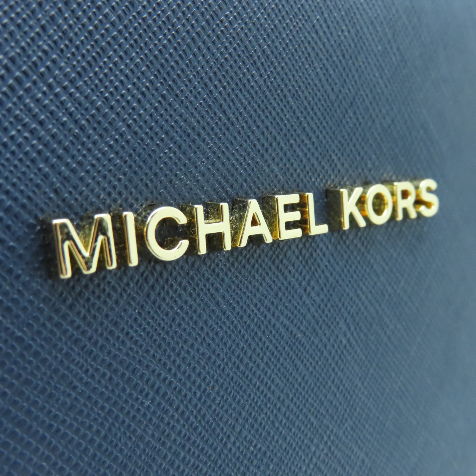 Michael Kors Saffiano Leather Shoulder Bag Gold Buckle Blue Brand Off Hong Kong Online Store