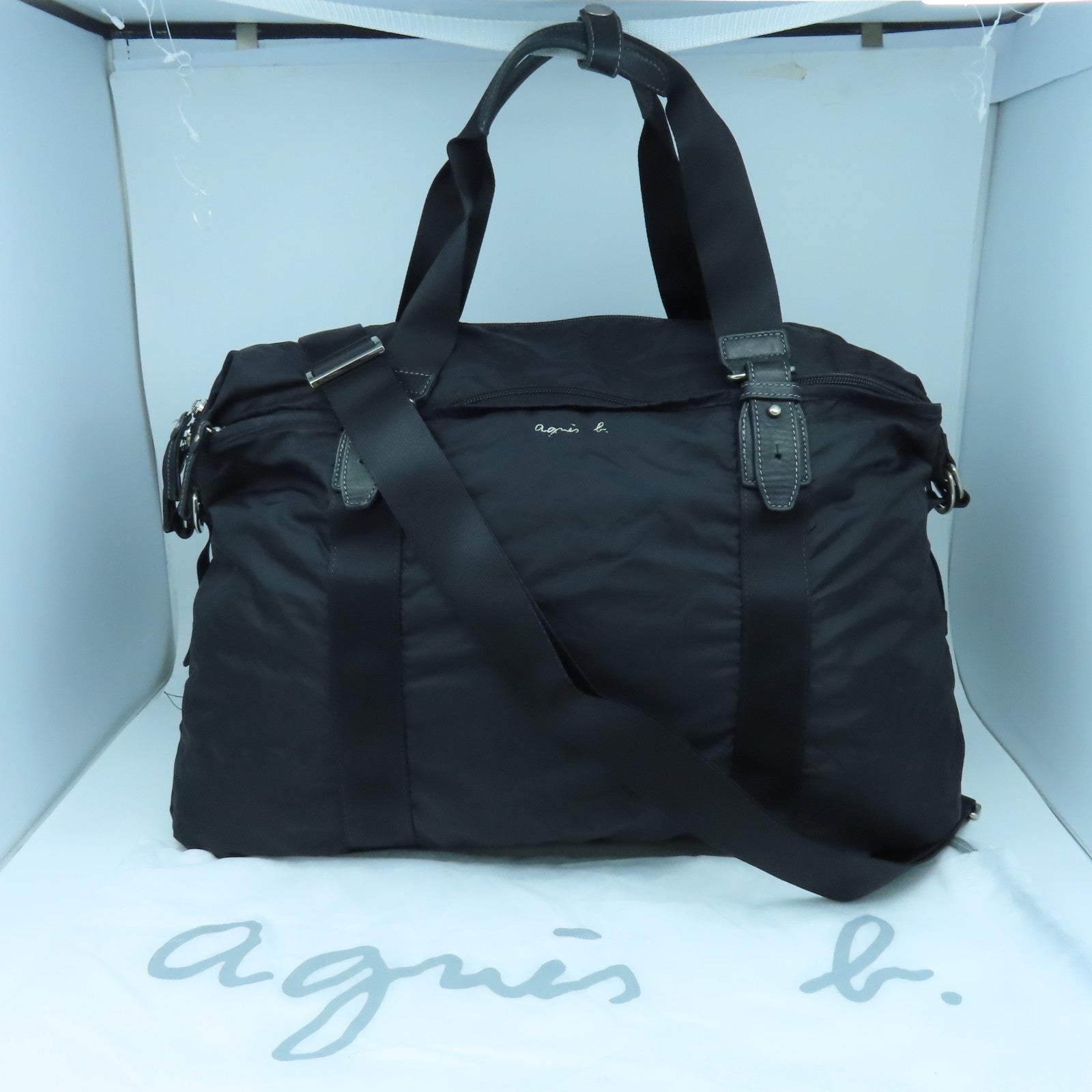 agnes b.VOYAGE Side Belted Shoulder Bag Black