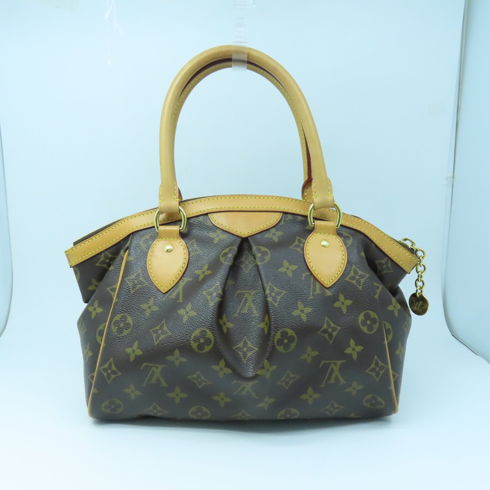 LOUIS VUITTON Monogram Tivoli PM Gold Buckle Handle Bag Brown